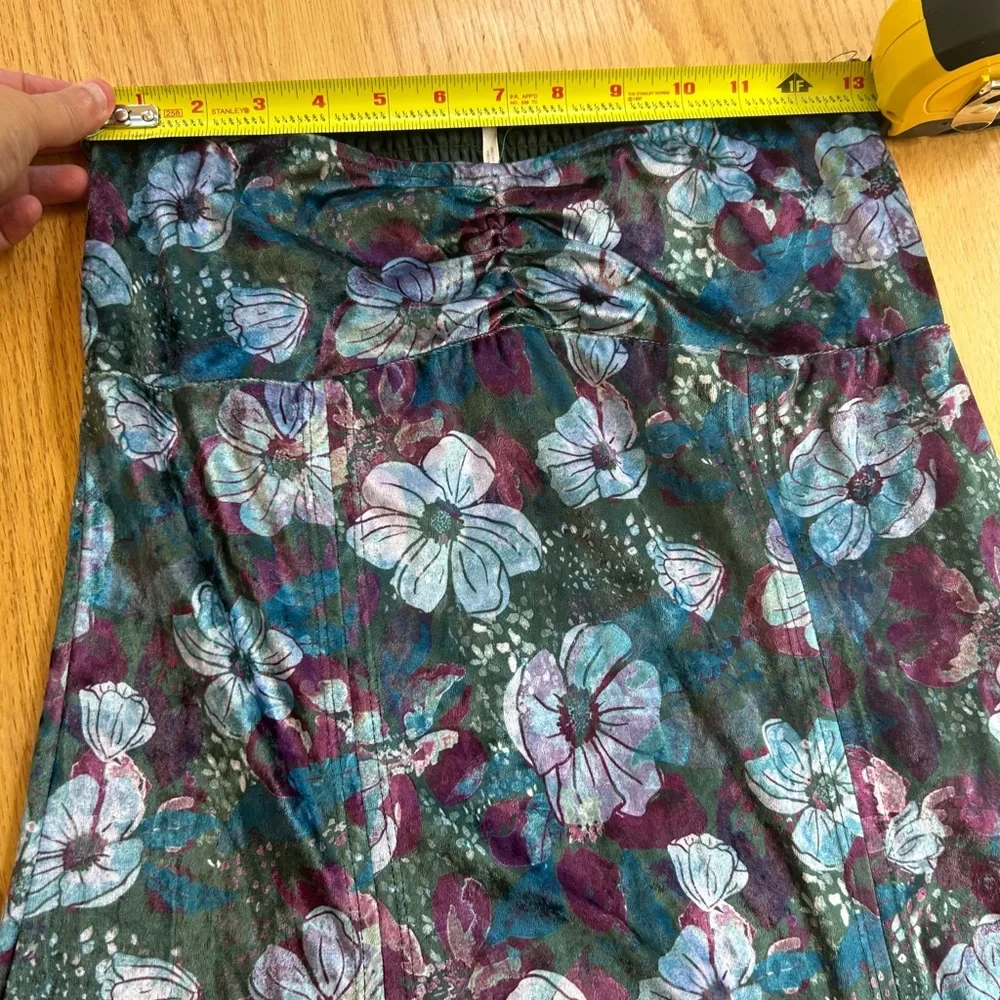 Free People Carpe Diem Convertible Maxi‎ Skirt Dress Velvet Floral Sea Glass XS